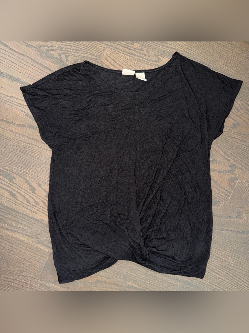 Women’s Black Twist-Front Short Sleeve Top